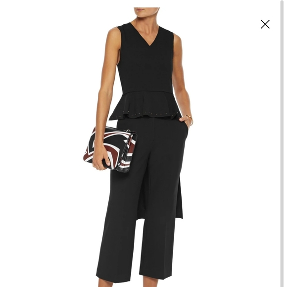 NWT SEE BY CHLOÉ Asymmetric studded stretch-crepe peplum top